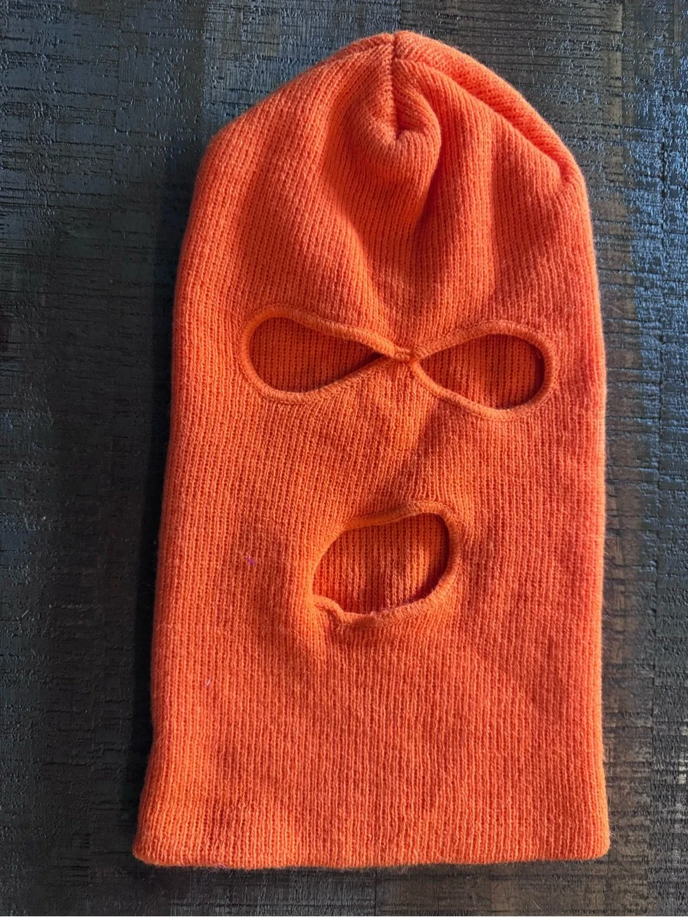 Mens Hunter Orange Three Hole Mask Winter Knit Ski Hat Ribbed Beanie Winter Hat